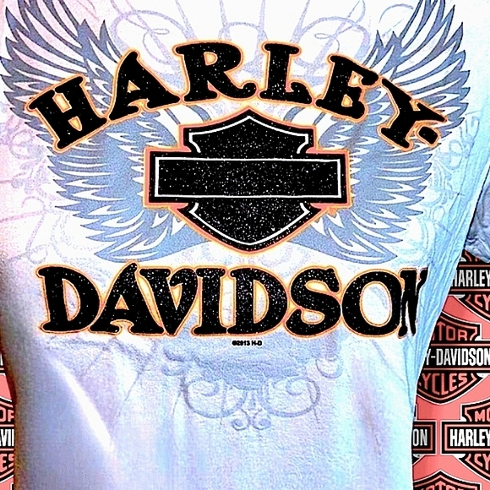 Ladies Vintage Hill City, SD Harley-Davidson Tee w/ Black Sparkle Logo Size L - Picture 11 of 11